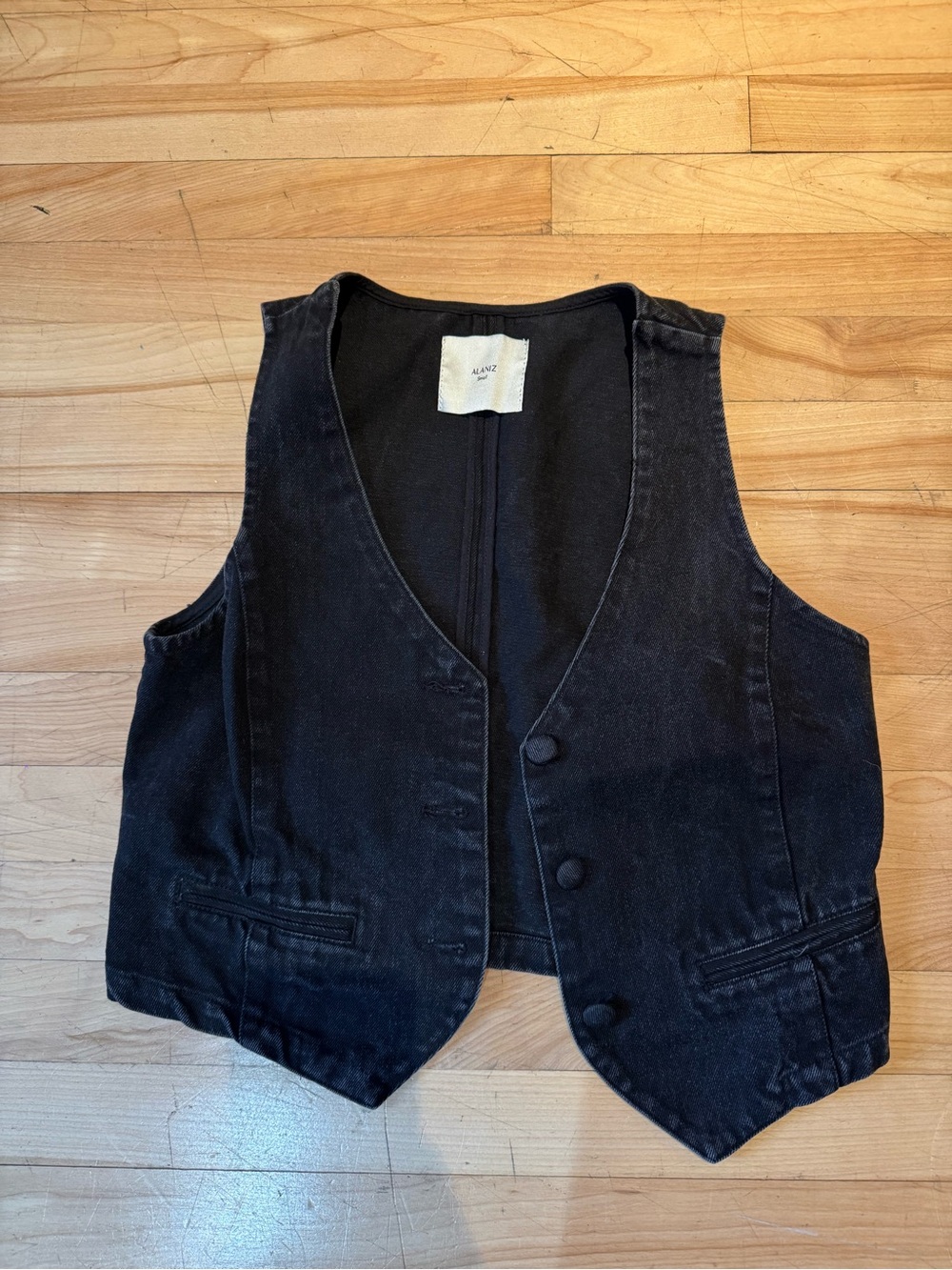 Black Denim Vest - Tailored Women's Button Front